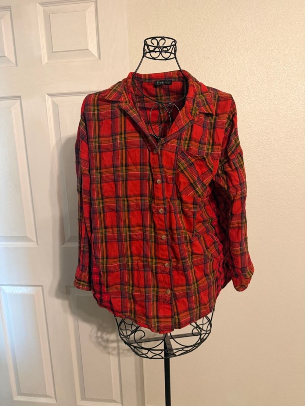Dolls Kill Red Plaid Button-Down Shirt